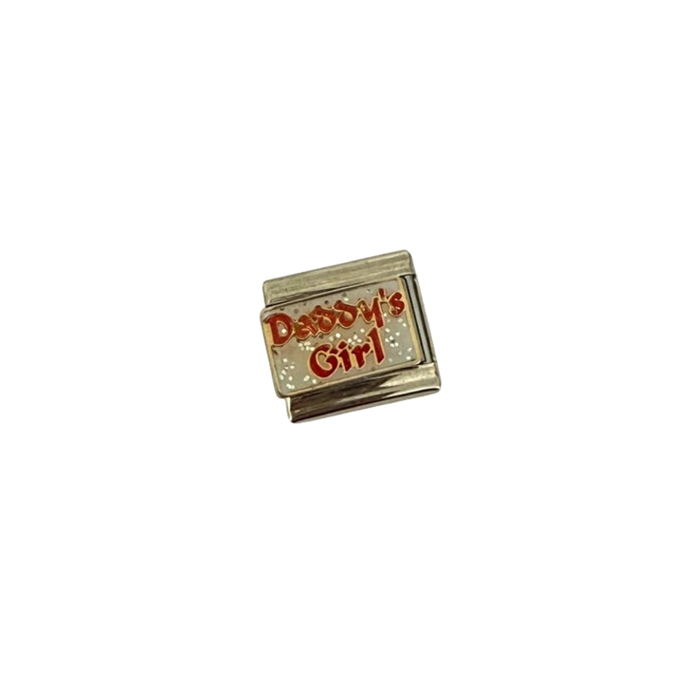 Red Daddy's Girl Glitter Italian Charm Bracelet Link 9mm Stainless Steel Y2K NEW